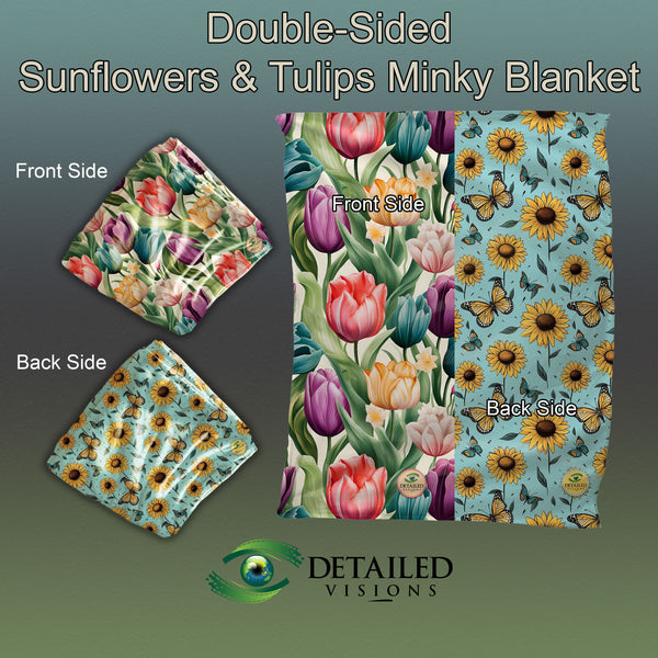 50x60 Double-Sided Sunflowers & Tulips Minky Blanket