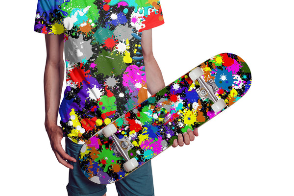 Dark Paint Splatter Custom Skateboard