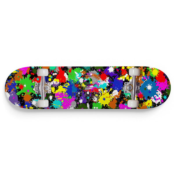 Dark Paint Splatter Custom Skateboard