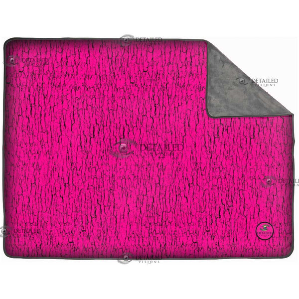 Blaze Pink Tree Bark Camo Pixel Fleece Blankets