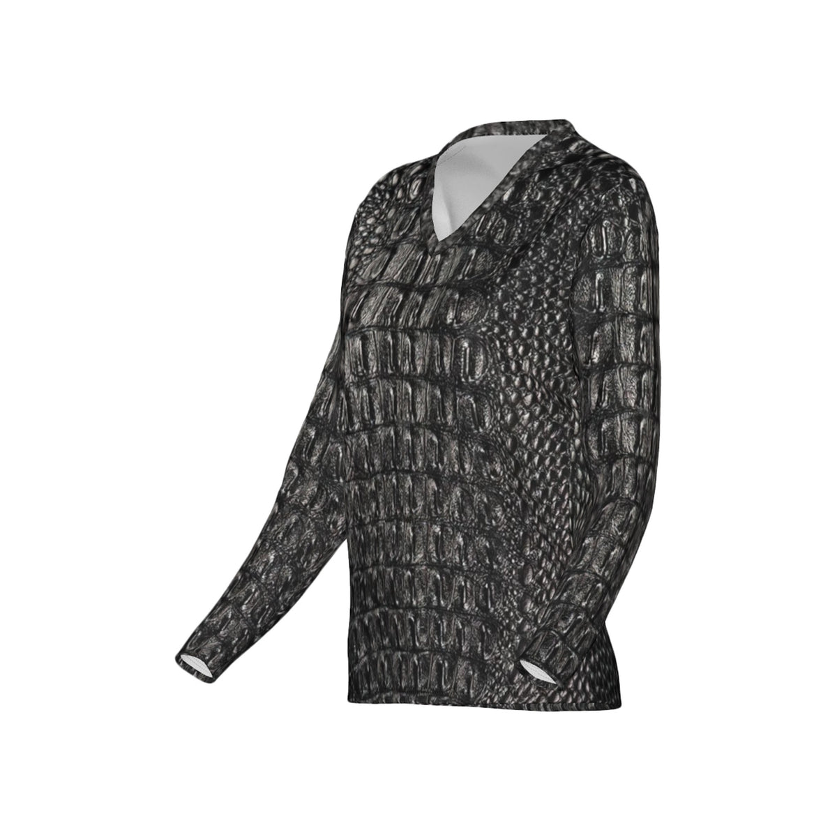 Women Black Gator Hyde Performance UPF+50 V-Neck Long Sleeve Shirt