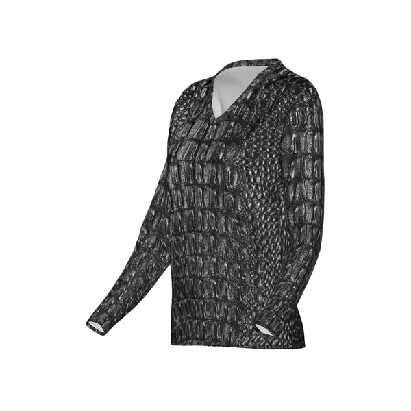 Women Black Gator Hyde Performance UPF+50 V-Neck Long Sleeve Shirt
