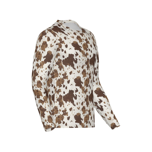 Men Brown and White Cowhide Performance UPF+50 Long Sleeve Shirt