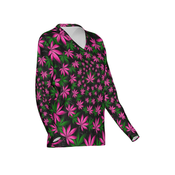 Women Twisted OG Kush & Cotton Candy Performance UPF+50 V-Neck Long Sleeve Shirt