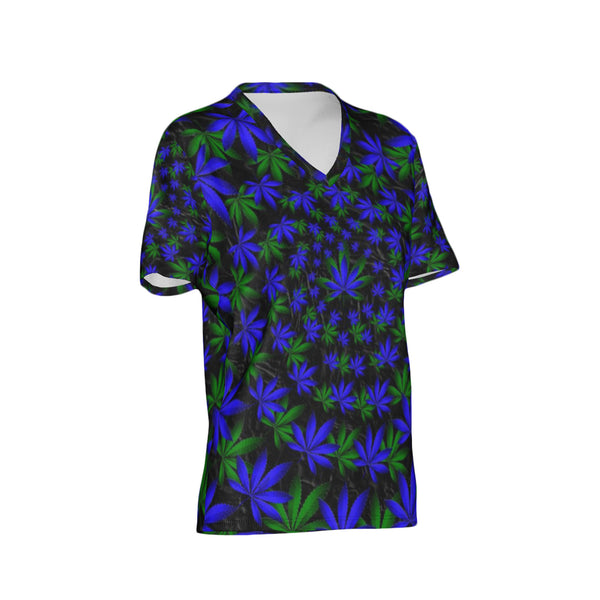 Women Twisted OG Kush & Blueberry Pie Performance UPF+50 V-Neck Short Sleeve Shirt