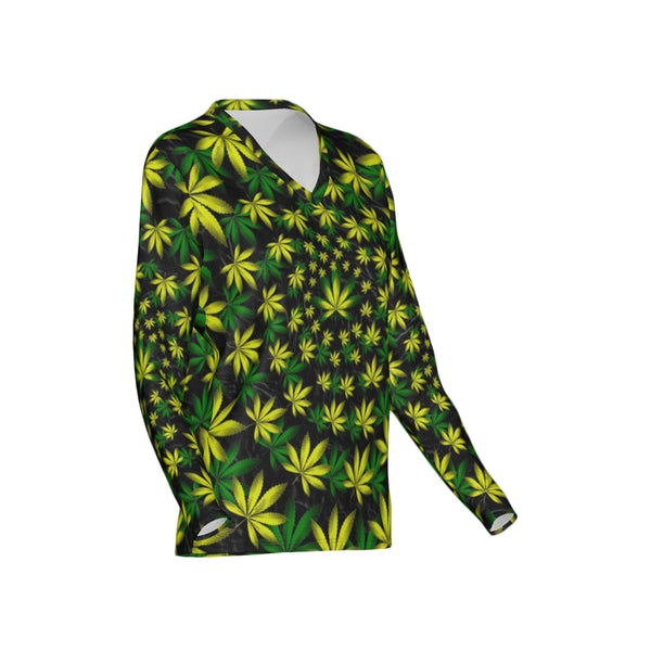 Women Twisted OG Kush & Lemon Drop Performance UPF+50 V-Neck Long Sleeve Shirt