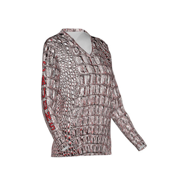 Women Cajun Gators Performance UPF+50 V-Neck Long Sleeve Shirt