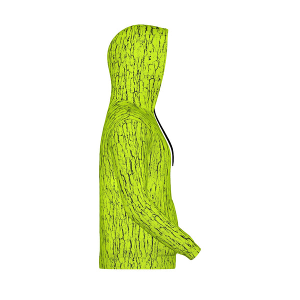 Safety Green Tree Bark Camo Premium Polyester Unisex Hoodie