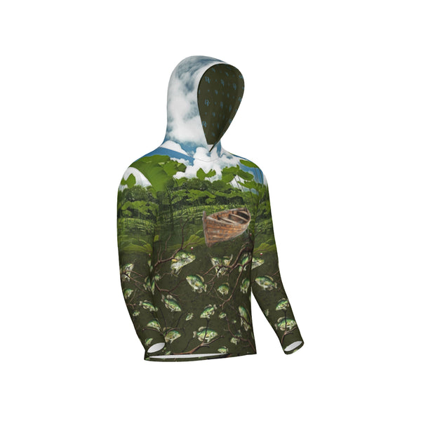 Crappie Fishing on a Pirogue Unisex Performance UPF+50 Hoodie