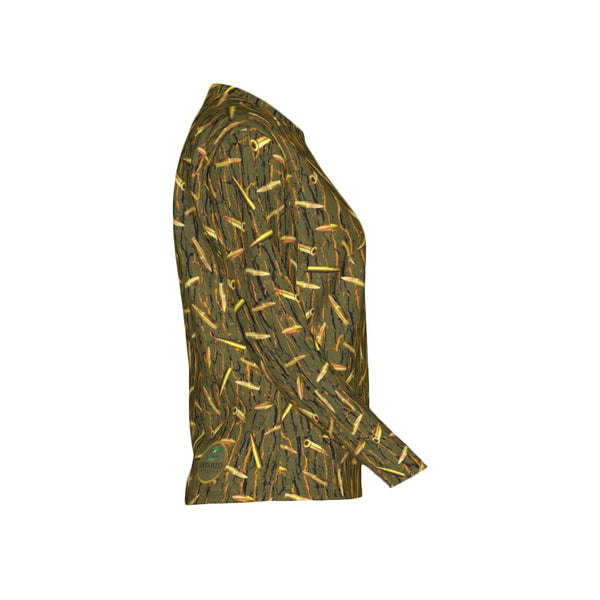 Women Tree Bark Ammo Camo Performance UPF+50 Crew Neck Long Sleeve Shirt