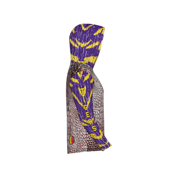 Cajuns Gators/Purple and Gold Tigers Tree Bark Mix Match Unisex Performance UPF+50 Hoodie