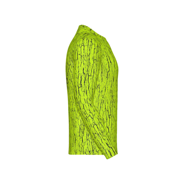 Men Safety Green Tree Bark Camo Performance UPF+50 Long Sleeve Shirt
