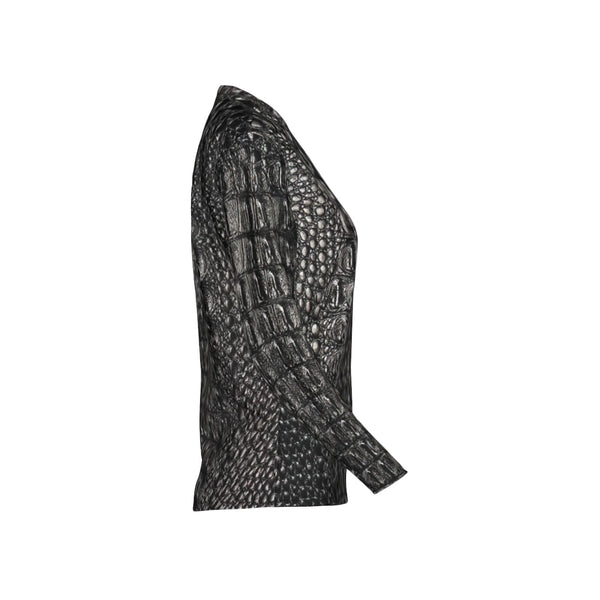 Women Black Gator Hyde Performance UPF+50 V-Neck Long Sleeve Shirt