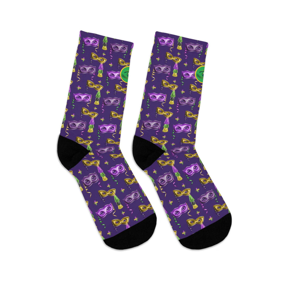 Mardi Gras Pattern w/Purple Background Colored Socks
