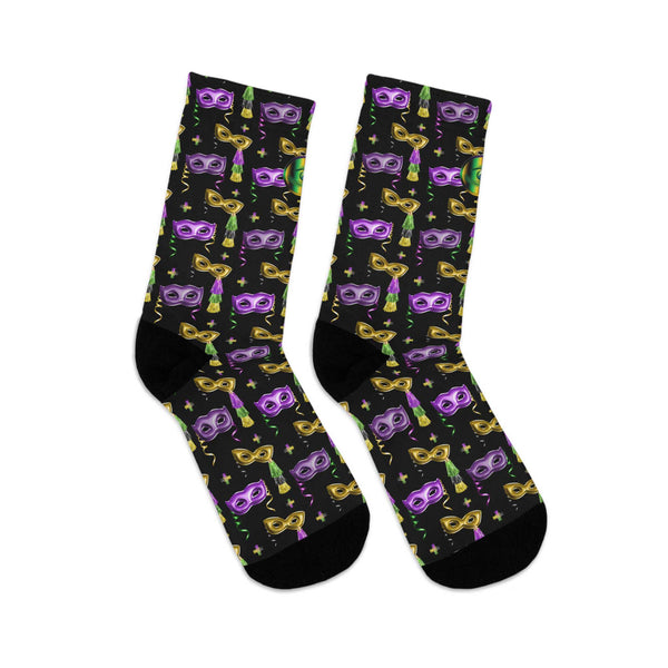 Mardi Gras Pattern w/Black Background Colored Socks