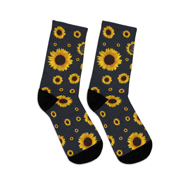 Sunflowers on a Navy Blue Colored Socks