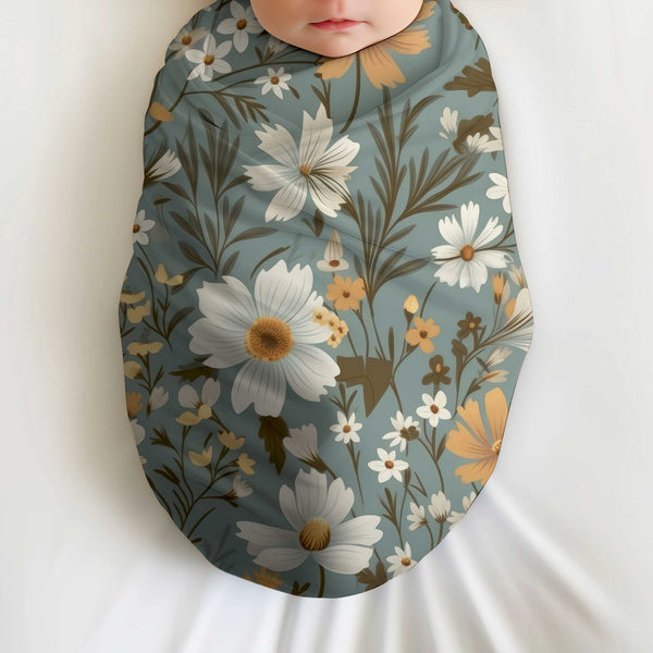 Retro Flower Swaddle Blanket