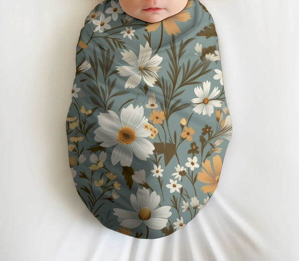 Retro Flower Swaddle Blanket