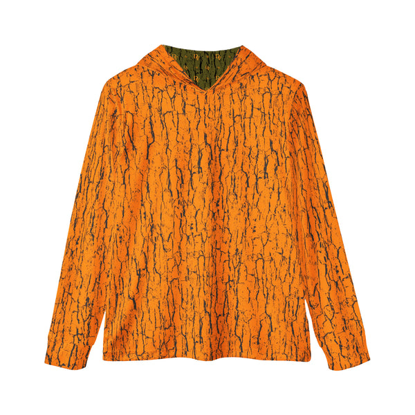 Blaze Orange Tree Bark Camo Unisex Performance UPF+50 Hoodie