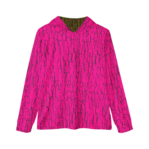Blaze Pink Tree Bark Camo Unisex Performance UPF+50 Hoodie
