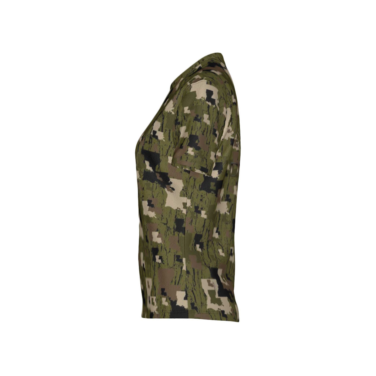 Women Louisiana Tree Bark Camouflage Performance UPF+50 Crew Neck Short Sleeve Shirt