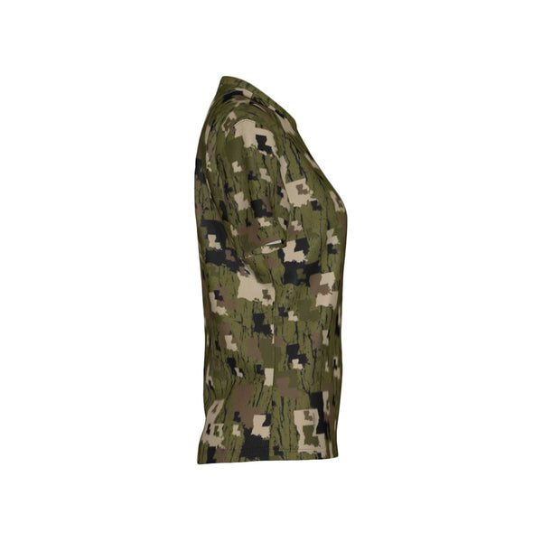 Women Louisiana Tree Bark Camouflage Performance UPF+50 Crew Neck Short Sleeve Shirt