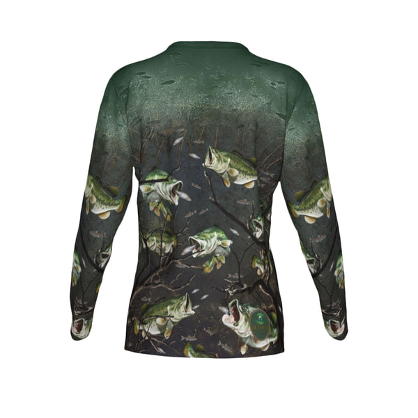 Women All About the Bass Performance UPF+50 Crew Neck Long Sleeve Shirt
