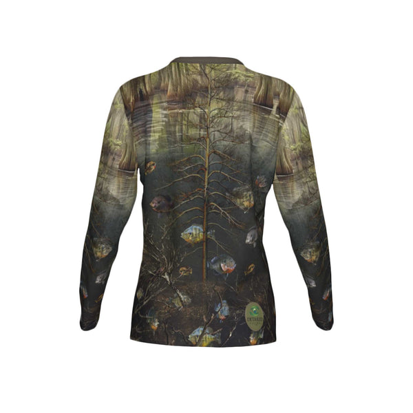 Women Bream/Blue Gil/Perch Performance UPF+50 V-Neck Long Sleeve Shirt