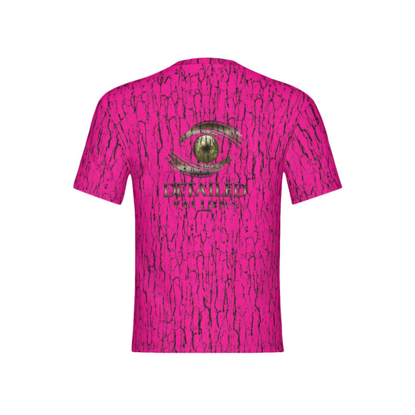 Men Blaze Pink Tree Bark Camo Performance UPF+50 Short Sleeve Shirt