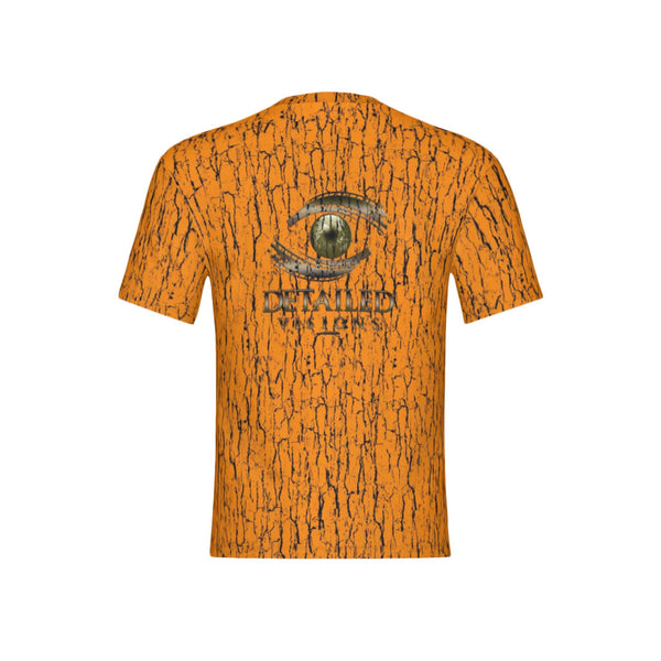 Men Blaze Orange Tree Bark Camo Performance UPF+50 Short Sleeve Shirt