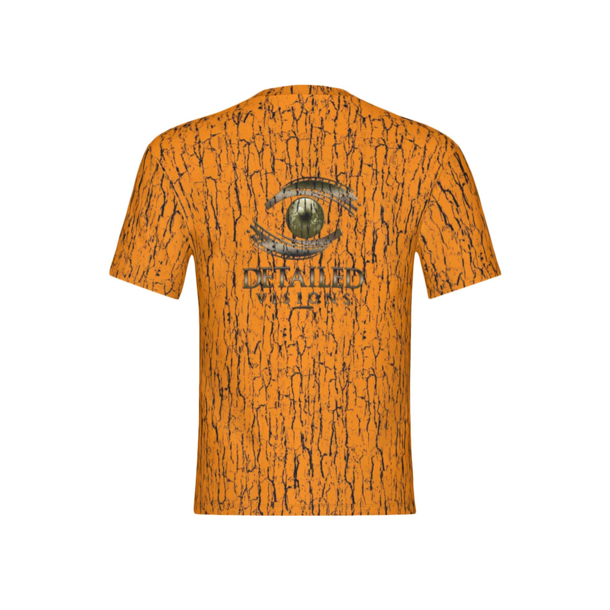 Men Blaze Orange Tree Bark Camo Performance UPF+50 Short Sleeve Shirt