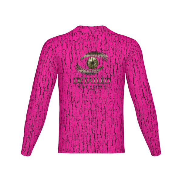 Men Blaze Pink Tree Bark Camo Performance UPF+50 Long Sleeve Shirt