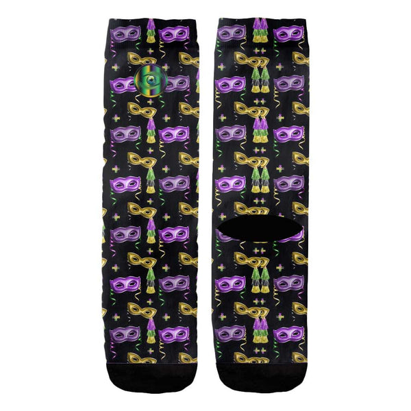 Mardi Gras Pattern w/Black Background Colored Socks