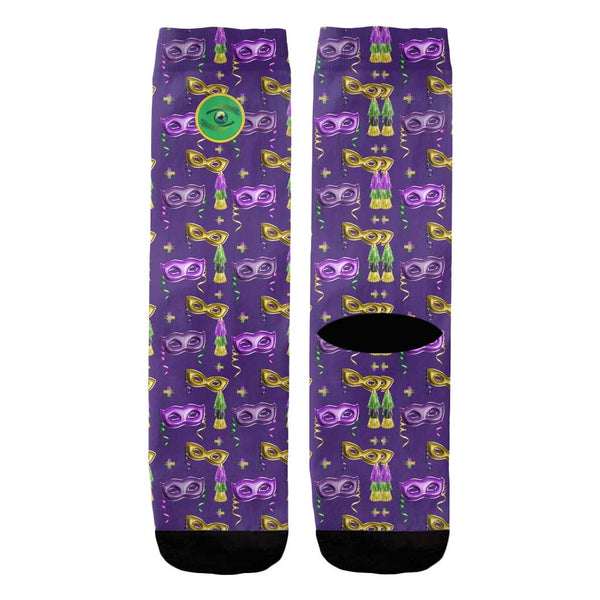 Mardi Gras Pattern w/Purple Background Colored Socks