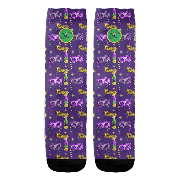 Mardi Gras Pattern w/Purple Background Colored Socks