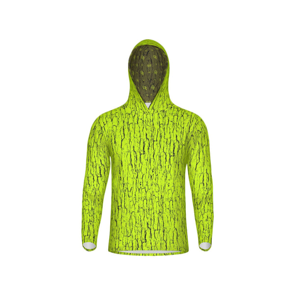 Safety Green Tree Bark Camo Unisex Performance UPF+50 Hoodie