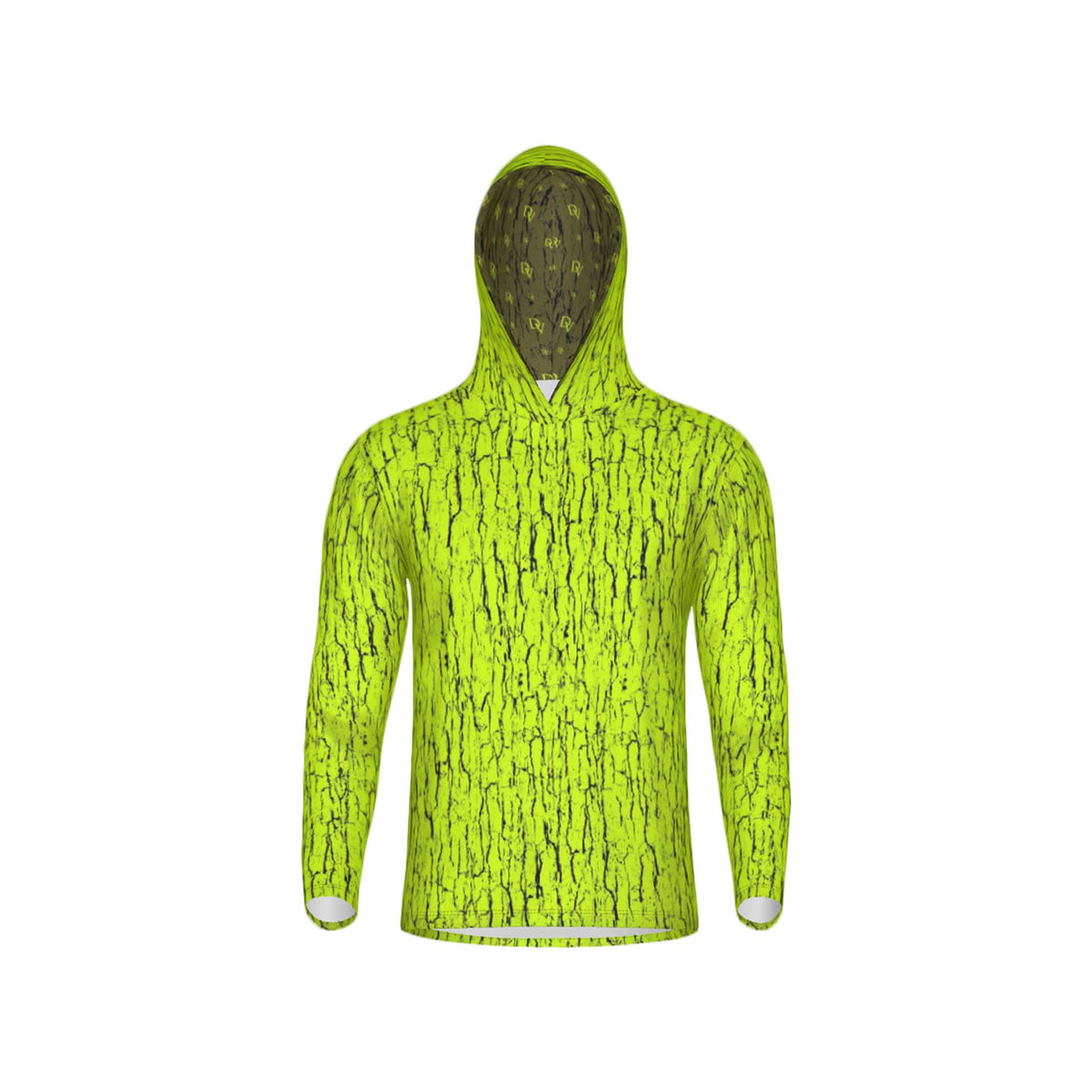 Safety Green Tree Bark Camo Unisex Performance UPF+50 Hoodie