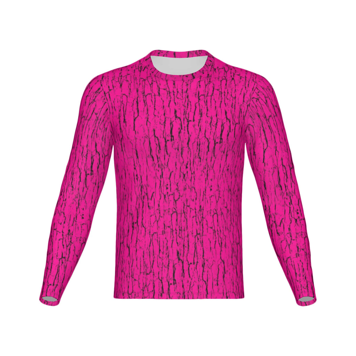 Men Blaze Pink Tree Bark Camo Performance UPF+50 Long Sleeve Shirt