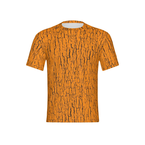Men Blaze Orange Tree Bark Camo Performance UPF+50 Short Sleeve Shirt