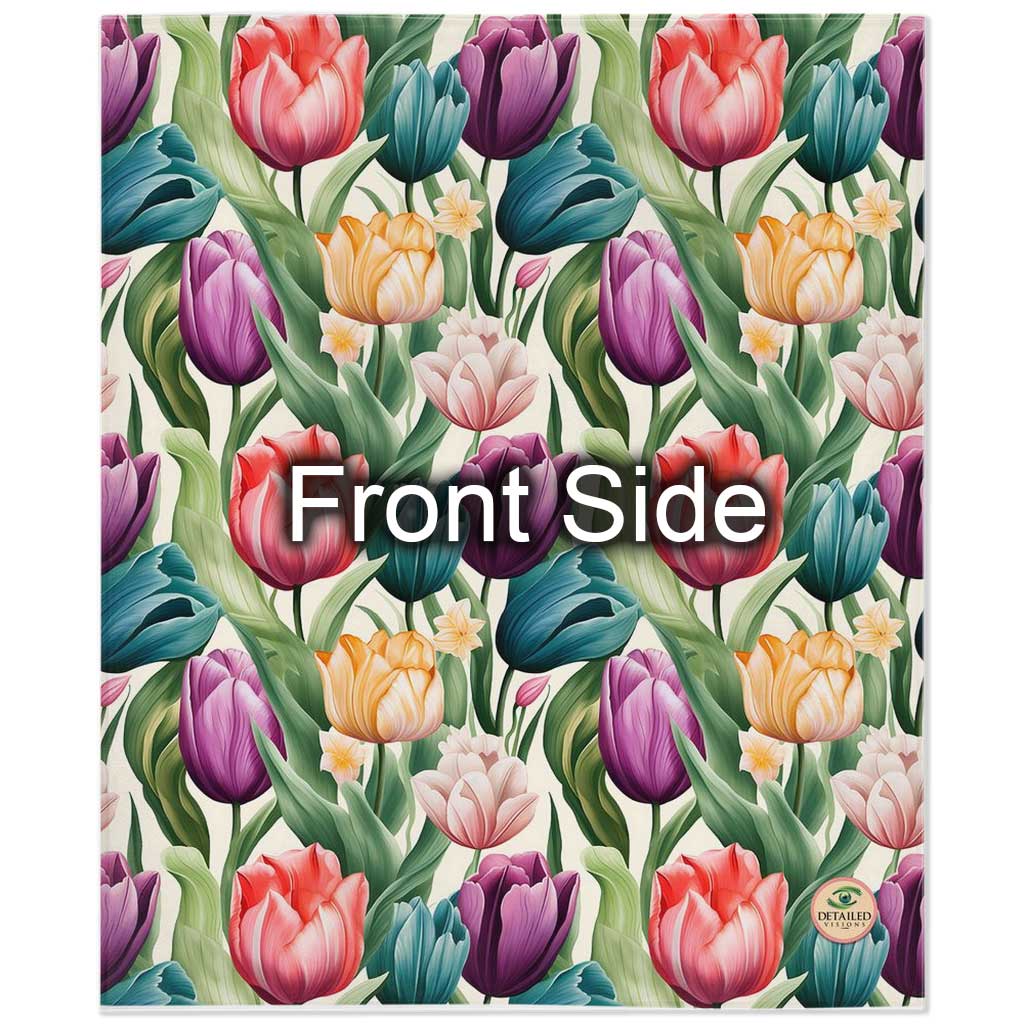 50x60 Double-Sided Sunflowers & Tulips Minky Blanket