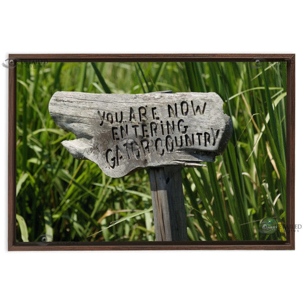 24x16 FRAMED Image Wrap Canvas -- Gator Country Sign