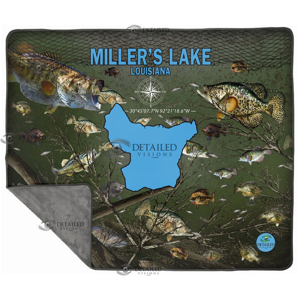 Miller's Lake Louisiana Pixel Fleece Blankets