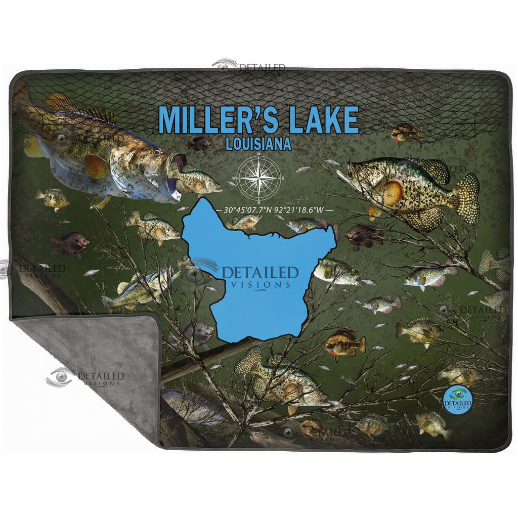 Miller's Lake Louisiana Pixel Fleece Blankets