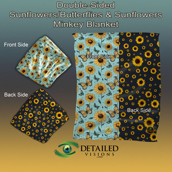 50x60 Double-Sided Sunflowers/Butterflies & Sunflowers Minky Blankets