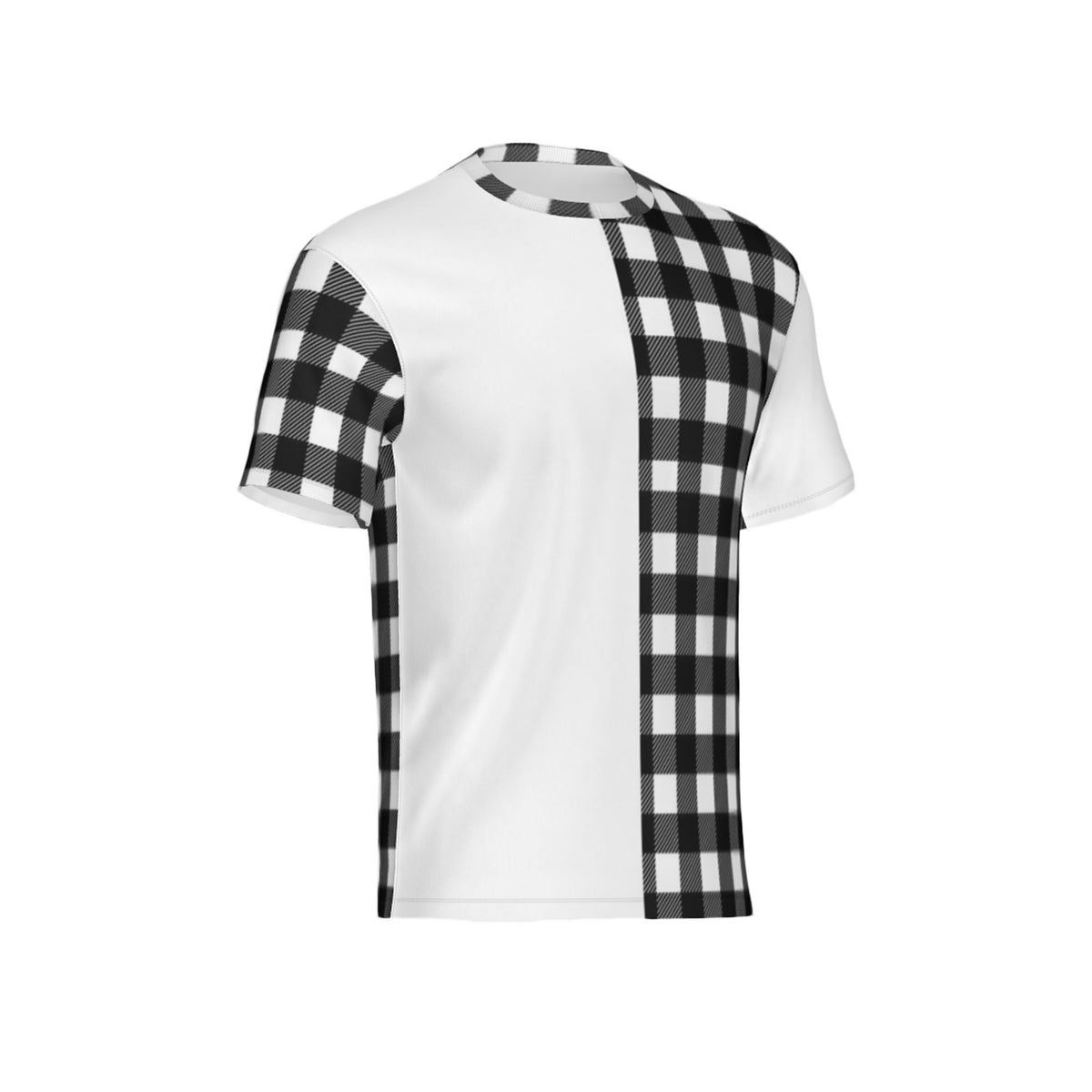 Men Black and White Mix-Match Plaid Performance UPF+50 Short Sleeve Shirt
