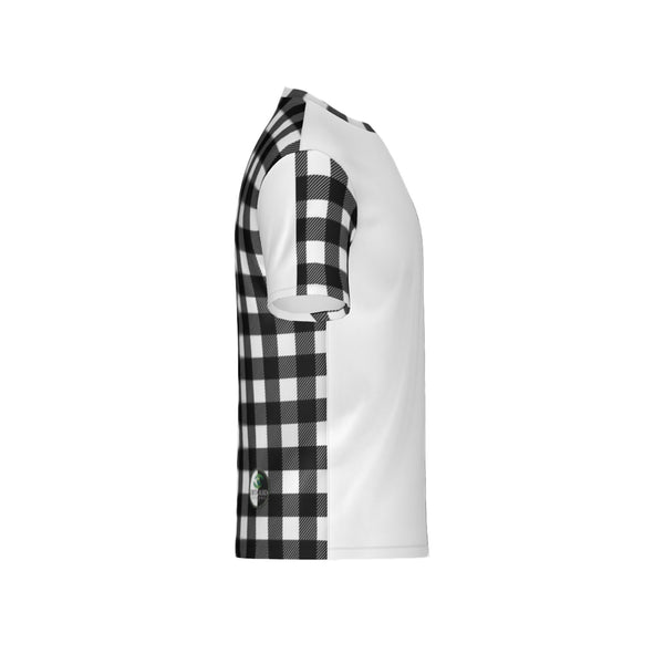 Men Black and White Mix-Match Plaid Performance UPF+50 Short Sleeve Shirt