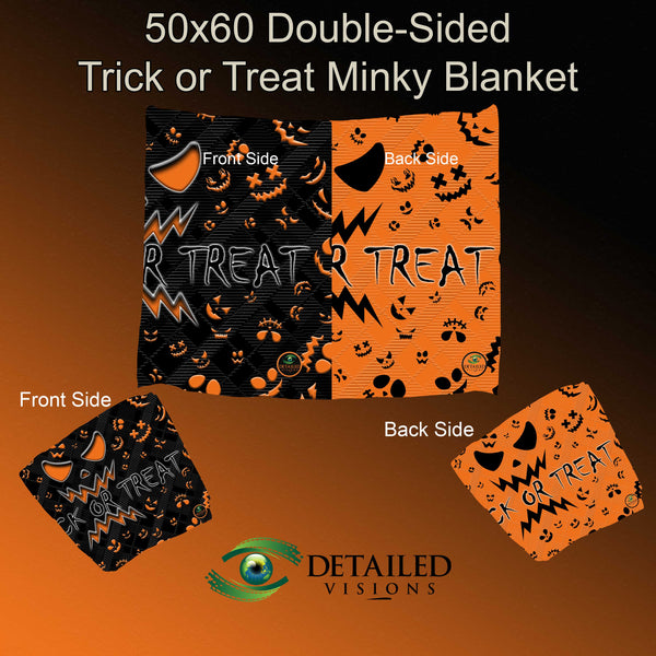 60x50 Double-Sided Halloween Trick or Treat Minky Blanket