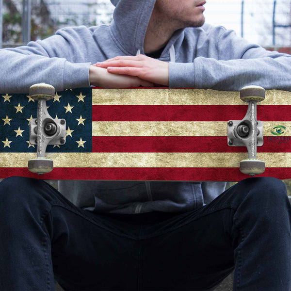 "Vintage American Flag" Custom Skateboard